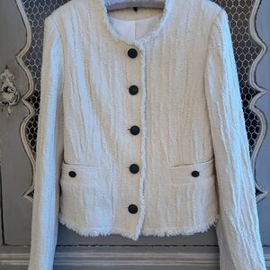 Rag & Bone Cream Textured Blazer with Black Buttons